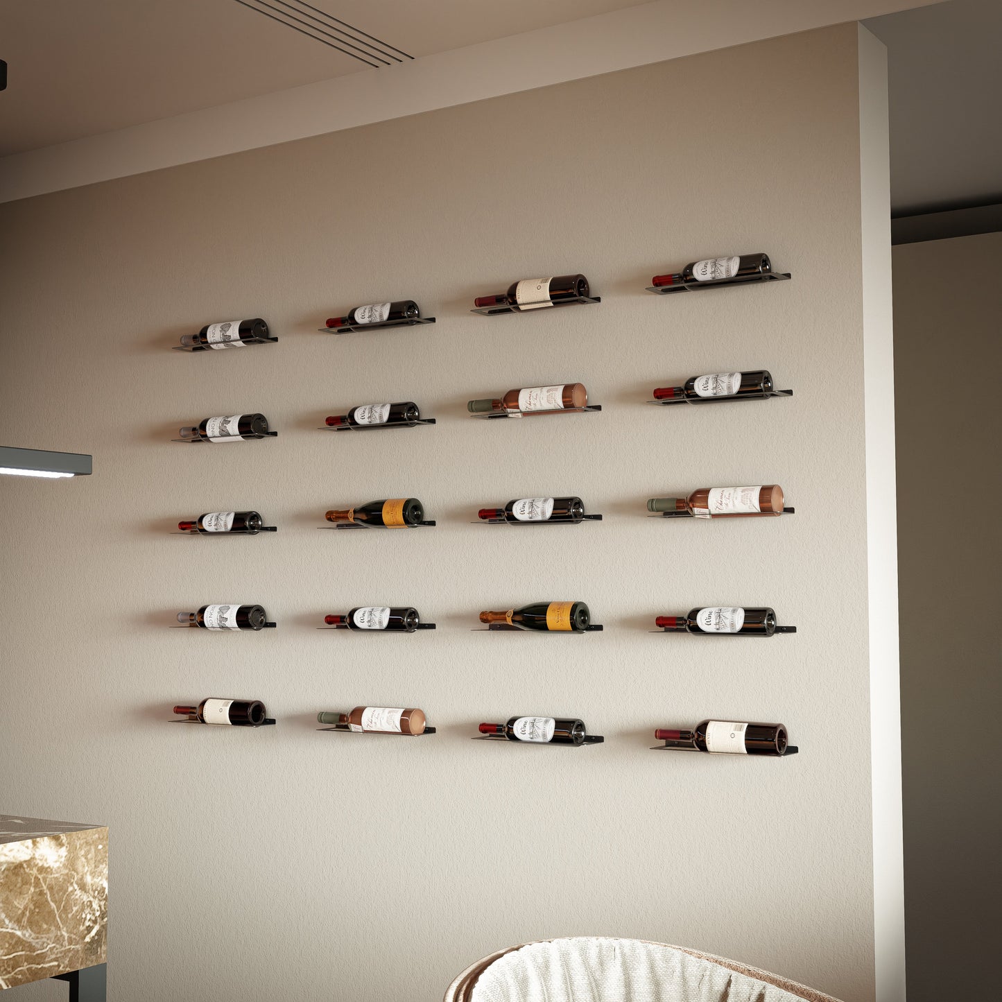 Wine bottle holder wall steel