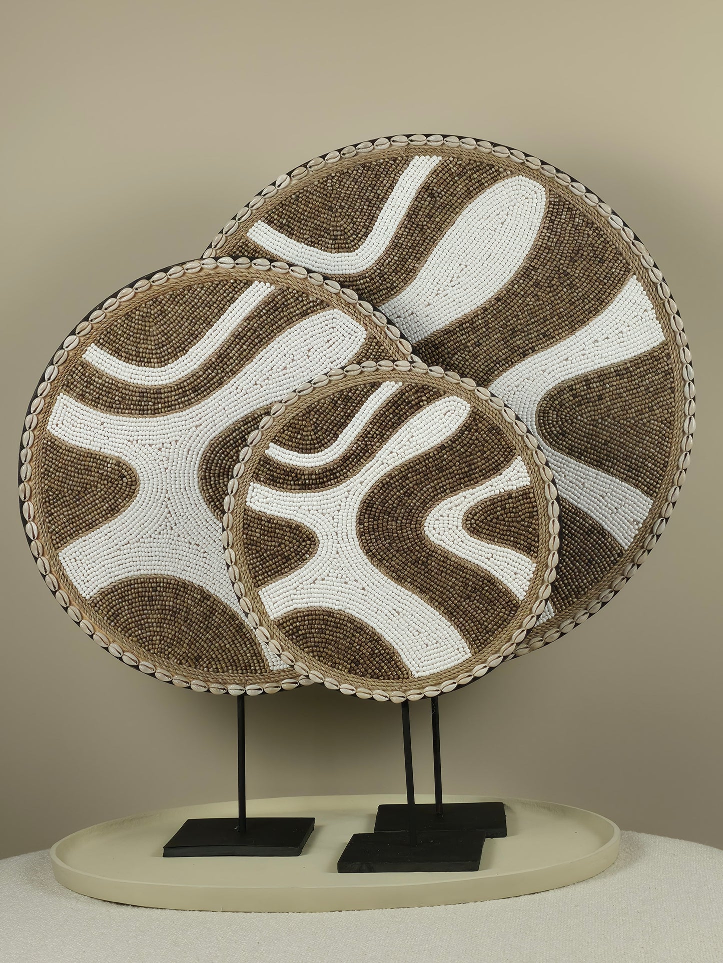 Beaded and Shell Ornament on Stand - Sugar