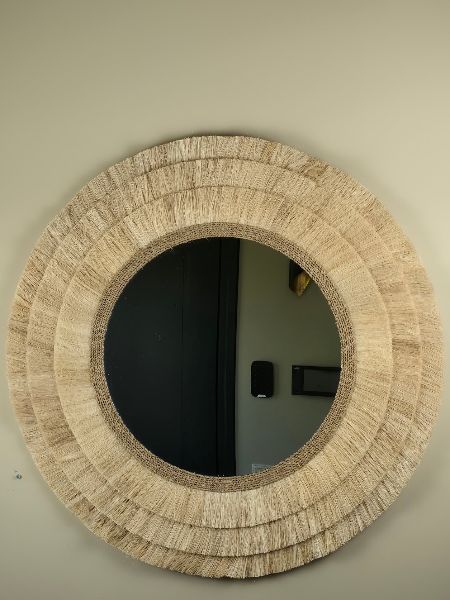 Raffia- en Kralen Wandspiegel - Veronique