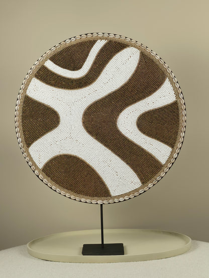 Kralen- en Schelpen Ornament op Standaard - Espresso