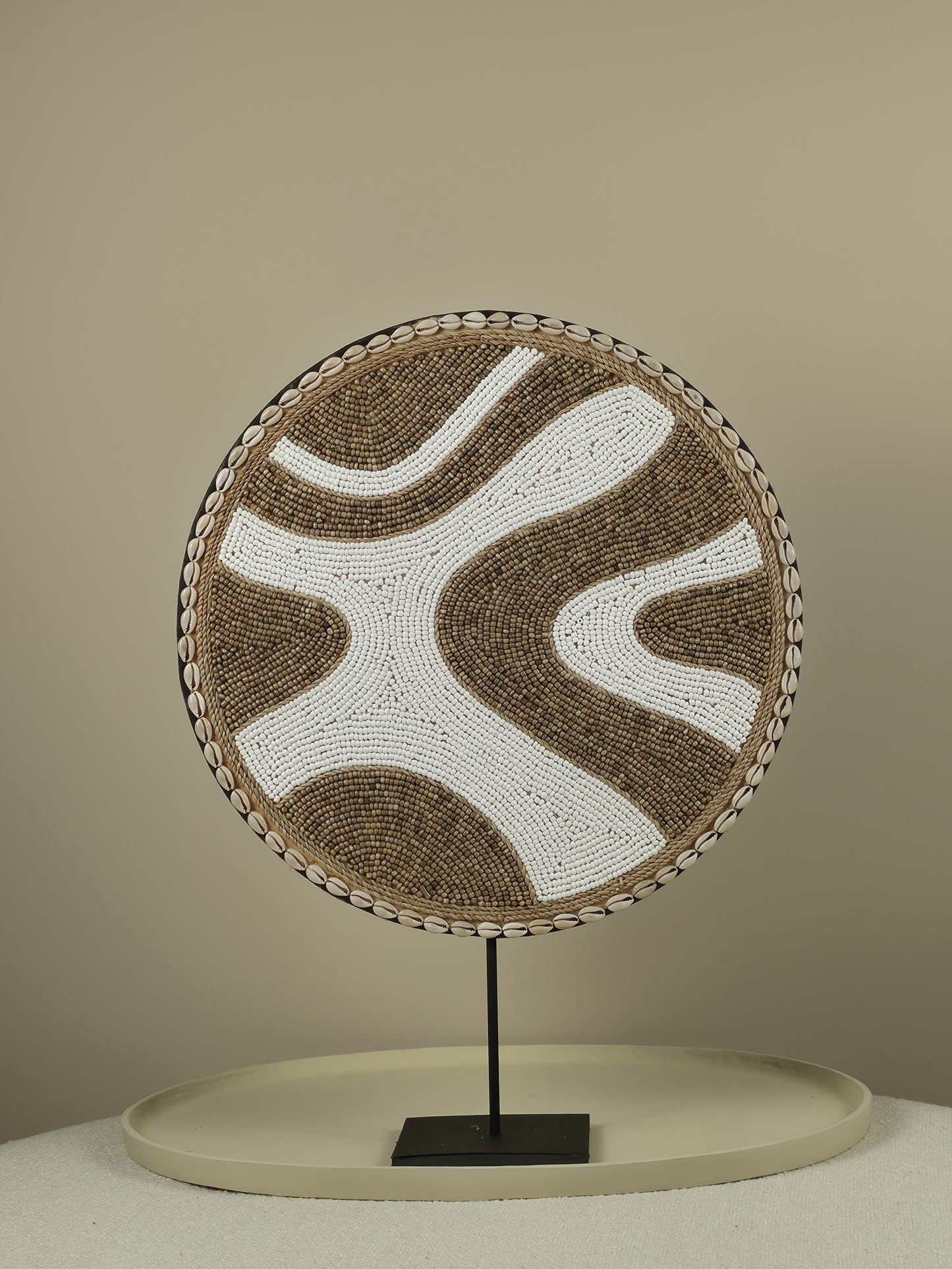 Beaded and Shell Ornament on Stand - Sugar