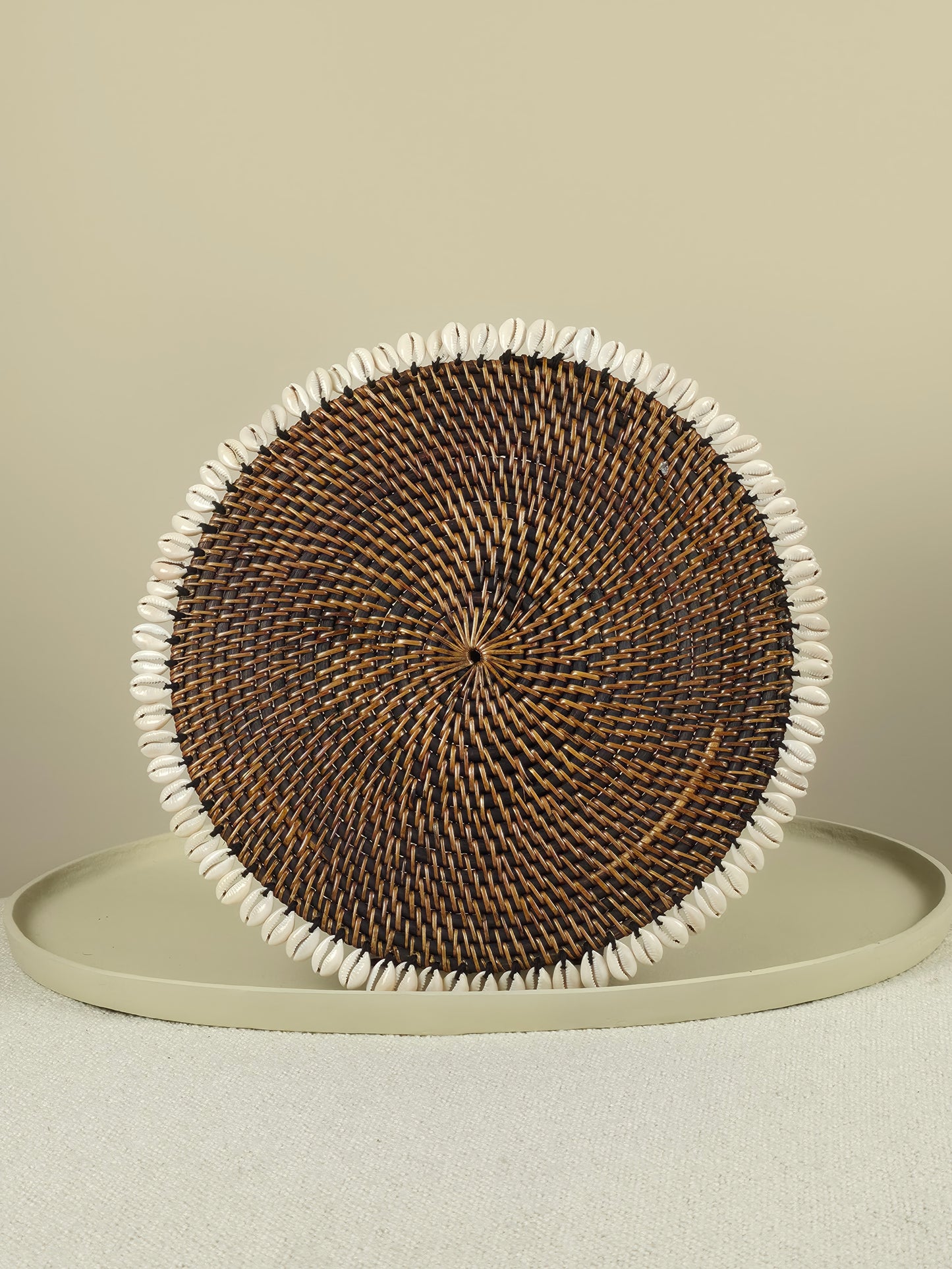 Rattan and Shell Round Placemat - Logan