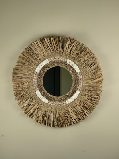 Raffia- en Kralen Wandspiegel - Manon